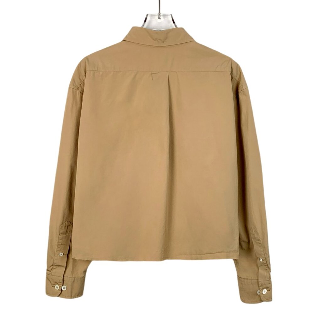 Miu Miu Brown Logo Embroidered Cotton Long-Sleeve Shirt - Picture 2 of 8